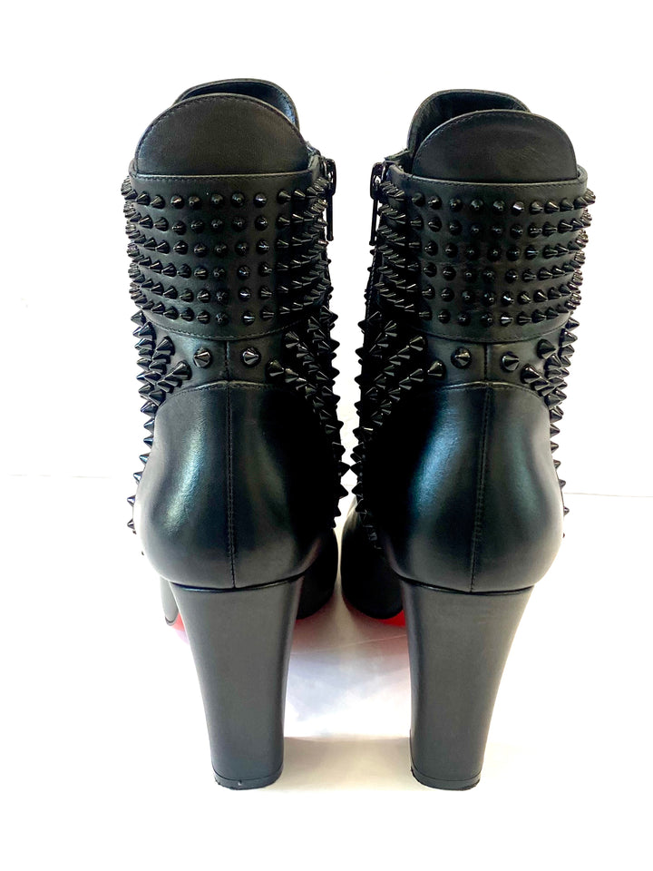 CHRISTIAN LOUBOUTIN CALFSKIN PRAGUOISE 100 ANKLE BOOTS
