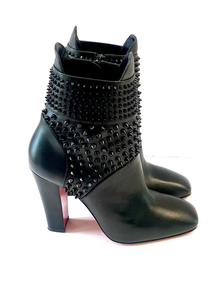 CHRISTIAN LOUBOUTIN CALFSKIN PRAGUOISE 100 ANKLE BOOTS
