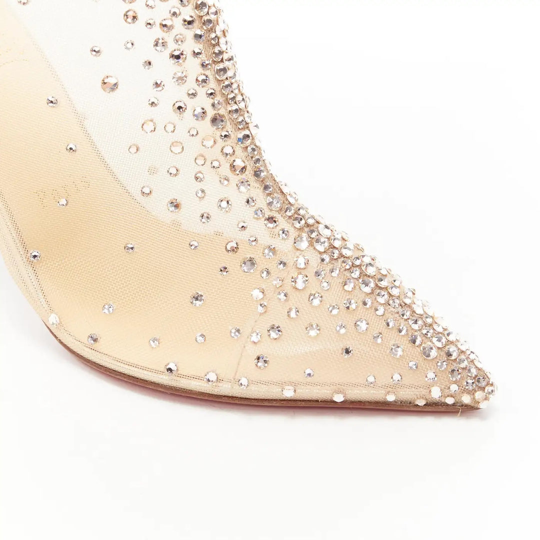 CHRISTIAN LOUBOUTIN CONSTELLA 100 CRYSTAL STRASS MESH BOOTIES