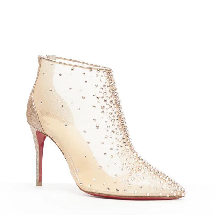 CHRISTIAN LOUBOUTIN CONSTELLA 100 CRYSTAL STRASS MESH BOOTIES