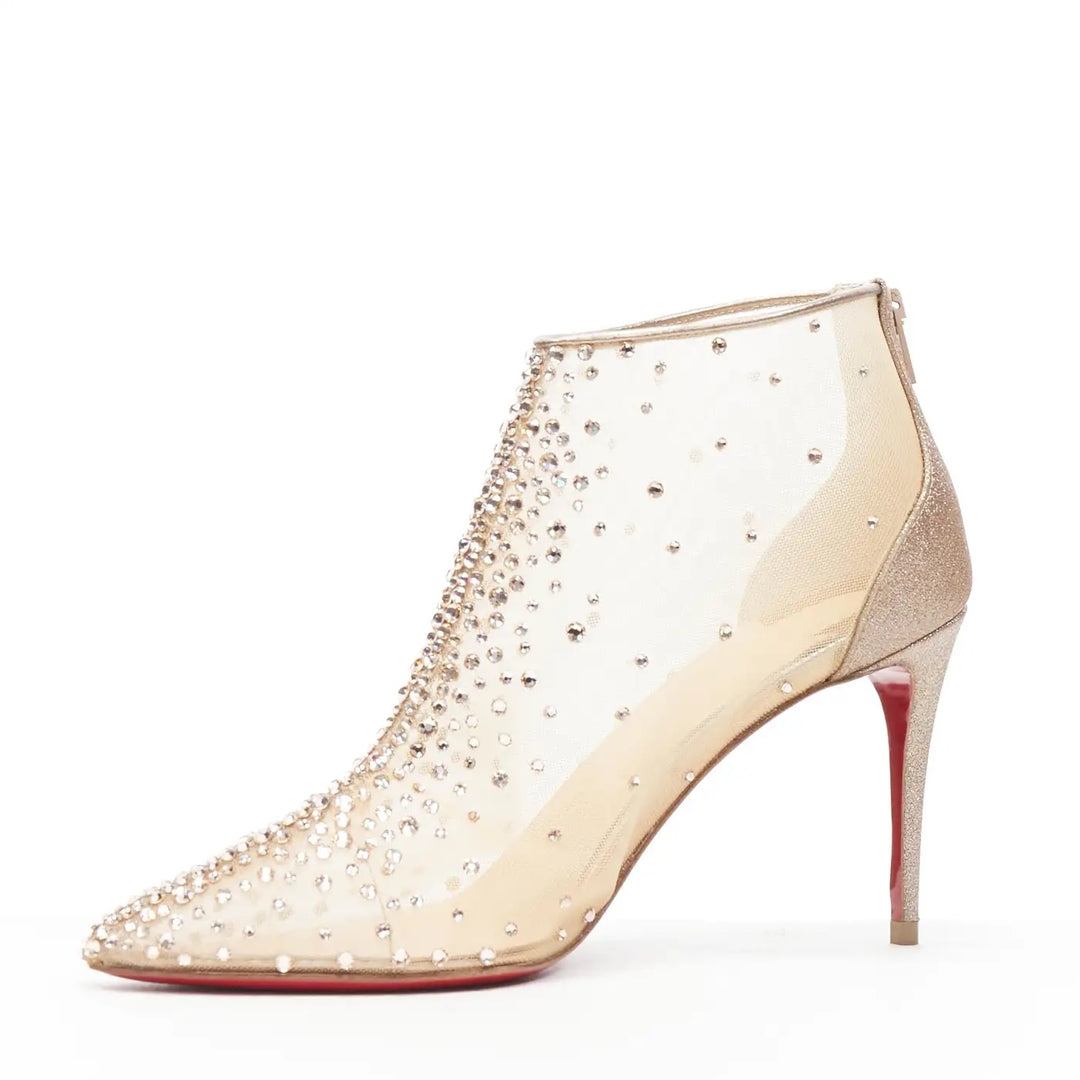 CHRISTIAN LOUBOUTIN CONSTELLA 100 CRYSTAL STRASS MESH BOOTIES