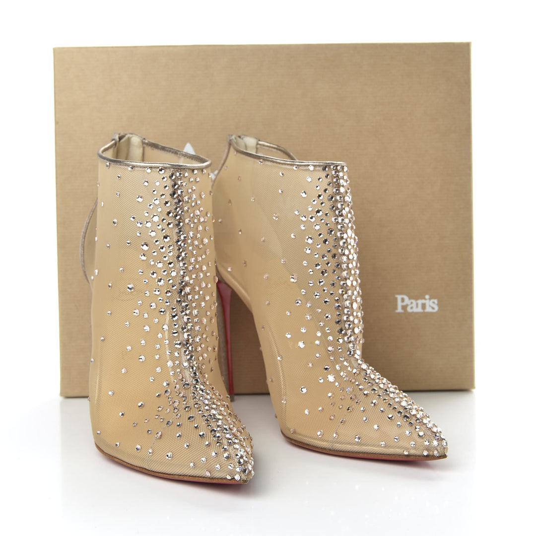 CHRISTIAN LOUBOUTIN CONSTELLA 100 CRYSTAL STRASS MESH BOOTIES
