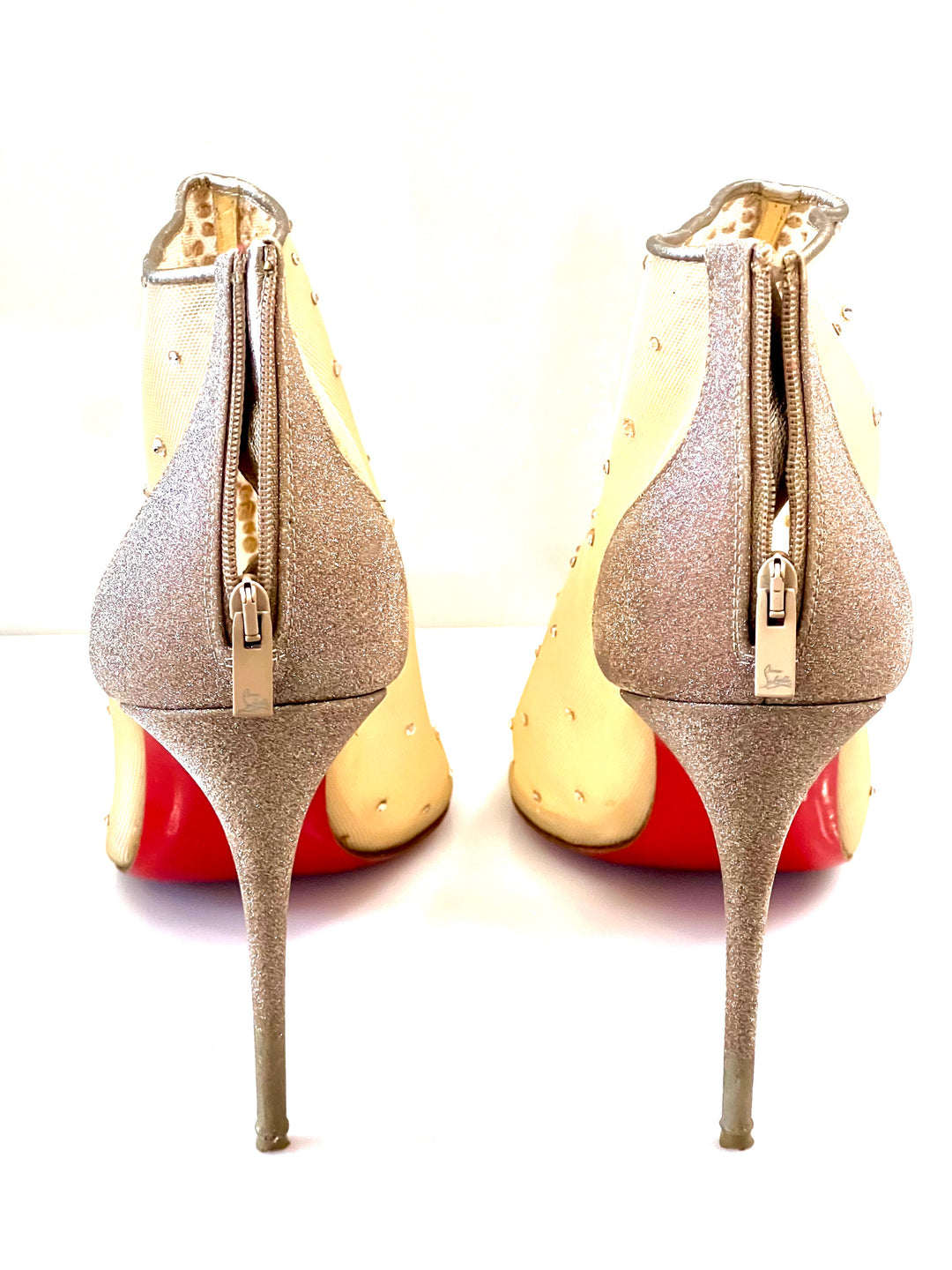 CHRISTIAN LOUBOUTIN CONSTELLA 100 CRYSTAL STRASS MESH BOOTIES