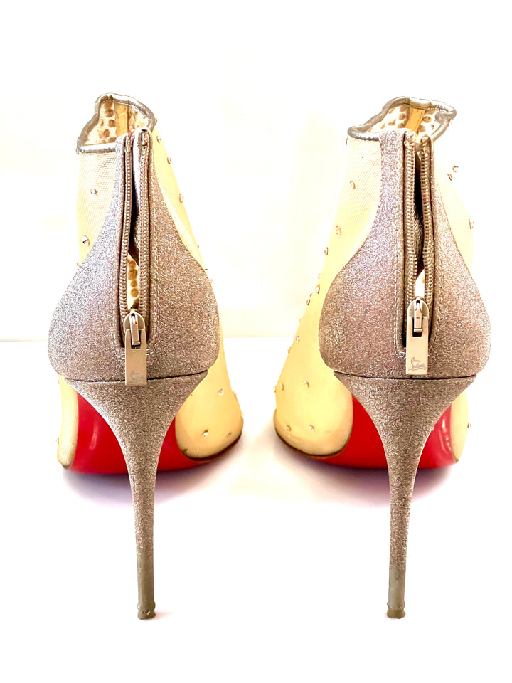 CHRISTIAN LOUBOUTIN CONSTELLA 100 CRYSTAL STRASS MESH BOOTIES