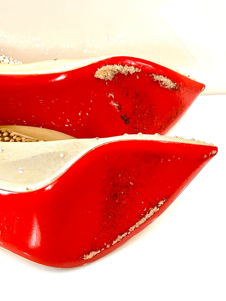 CHRISTIAN LOUBOUTIN CONSTELLA 100 CRYSTAL STRASS MESH BOOTIES