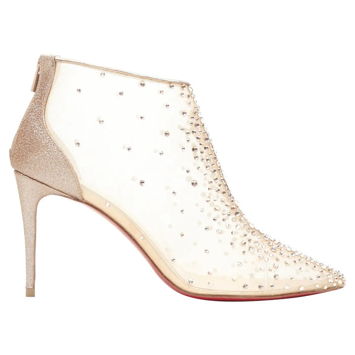 CHRISTIAN LOUBOUTIN CONSTELLA 100 CRYSTAL STRASS MESH BOOTIES