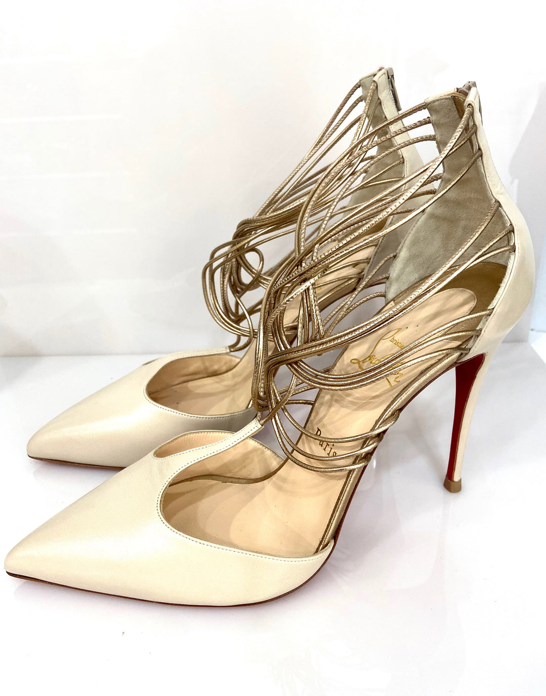 CHRISTIAN LOUBOUTIN CONFUSA STRAPPY POINTED TOE PUMPS