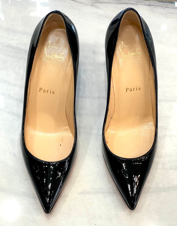 CHRISTIAN LOUBOUTIN DECOLLETE 85 PATENT LEATHER PUMPS