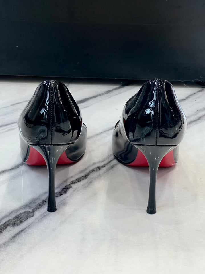 CHRISTIAN LOUBOUTIN DECOLLETE 85 PATENT LEATHER PUMPS