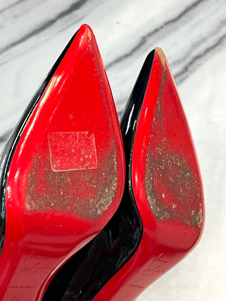 CHRISTIAN LOUBOUTIN DECOLLETE 85 PATENT LEATHER PUMPS