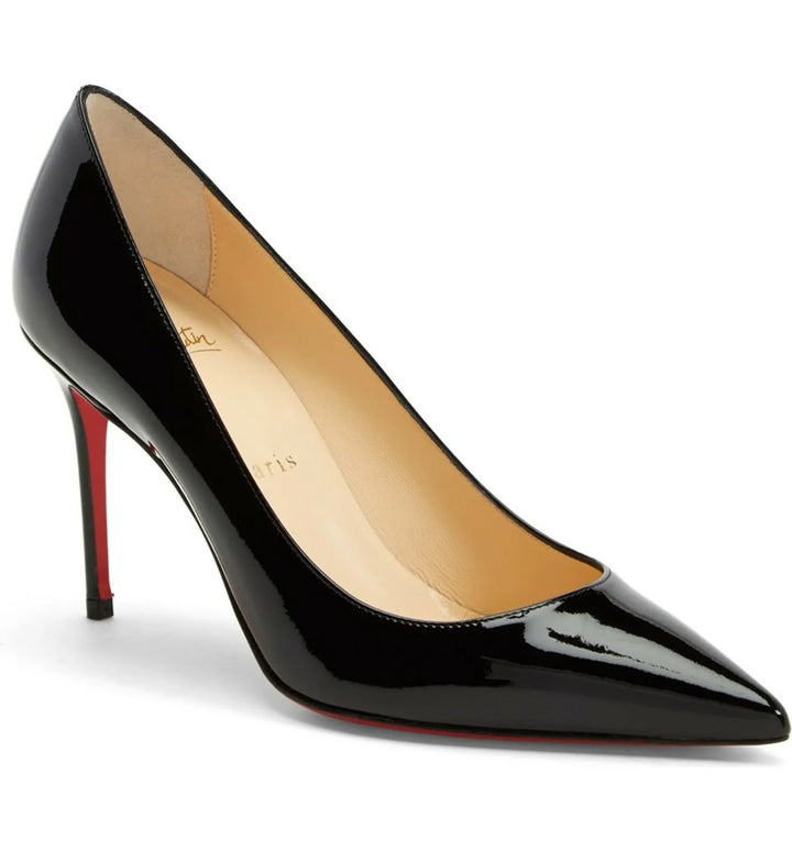 CHRISTIAN LOUBOUTIN DECOLLETE 85 PATENT LEATHER PUMPS
