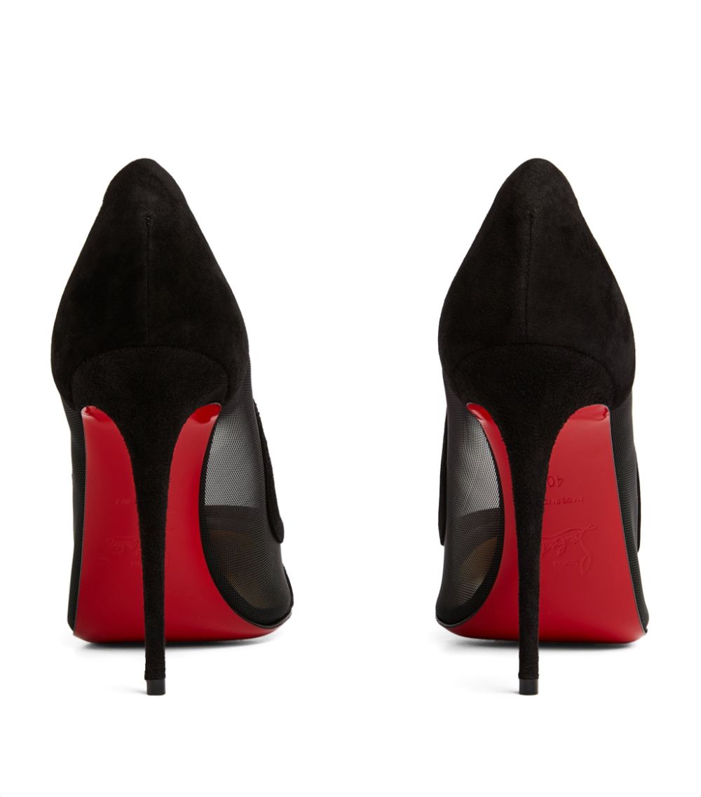 CHRISTIAN LOUBOUTIN GALATIVI 100 SUEDE MESH PUMPS