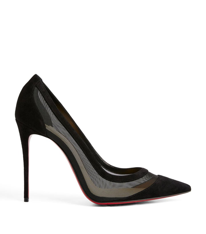 CHRISTIAN LOUBOUTIN GALATIVI 100 SUEDE MESH PUMPS