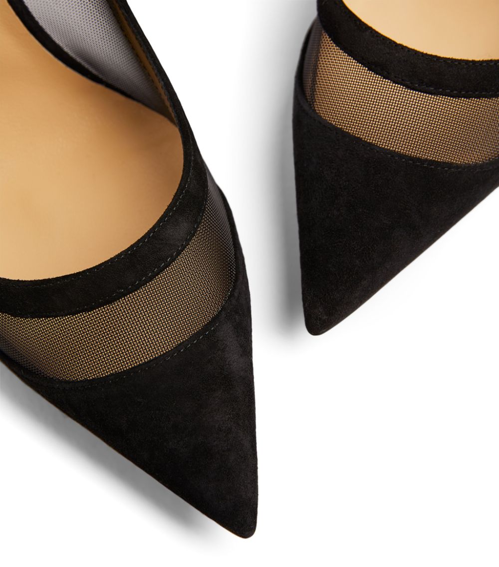 CHRISTIAN LOUBOUTIN GALATIVI 100 SUEDE MESH PUMPS