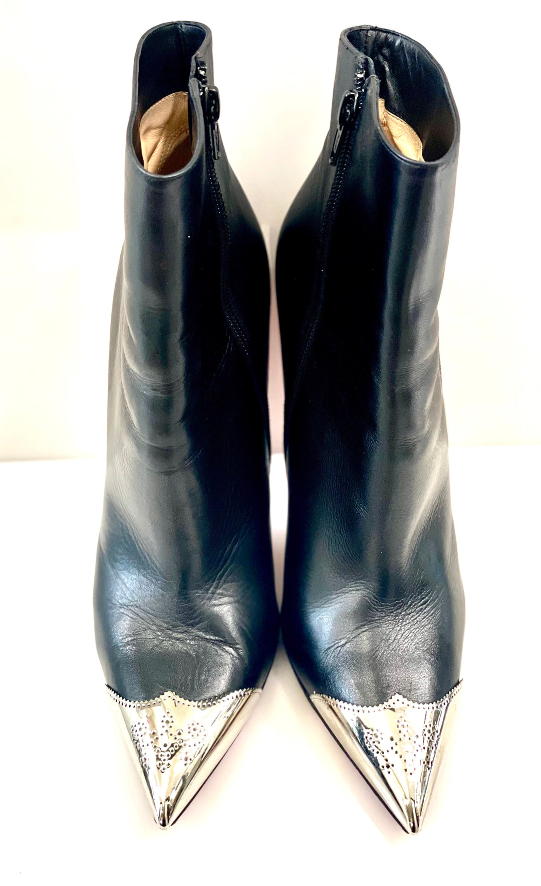 CHRISTIAN LOUBOUTIN CALAMIJANE POINTED TOE LEATHER BOOTIES