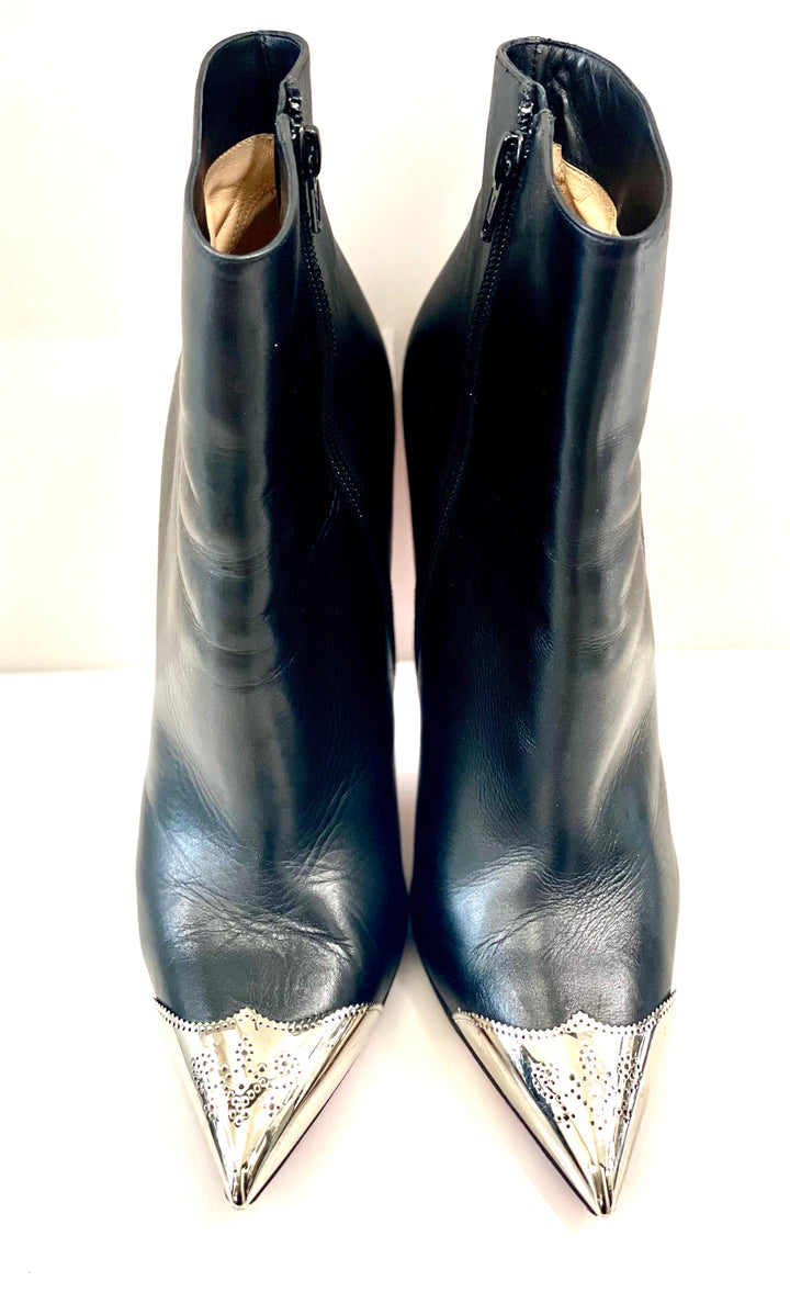 CHRISTIAN LOUBOUTIN CALAMIJANE POINTED TOE LEATHER BOOTIES
