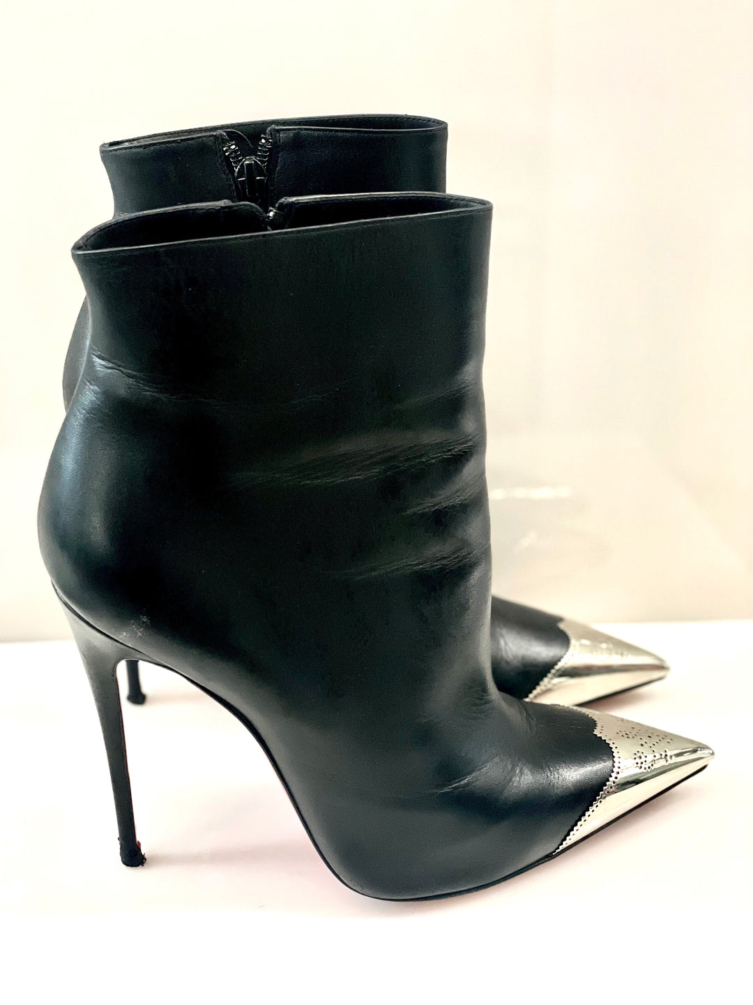 CHRISTIAN LOUBOUTIN CALAMIJANE POINTED TOE LEATHER BOOTIES