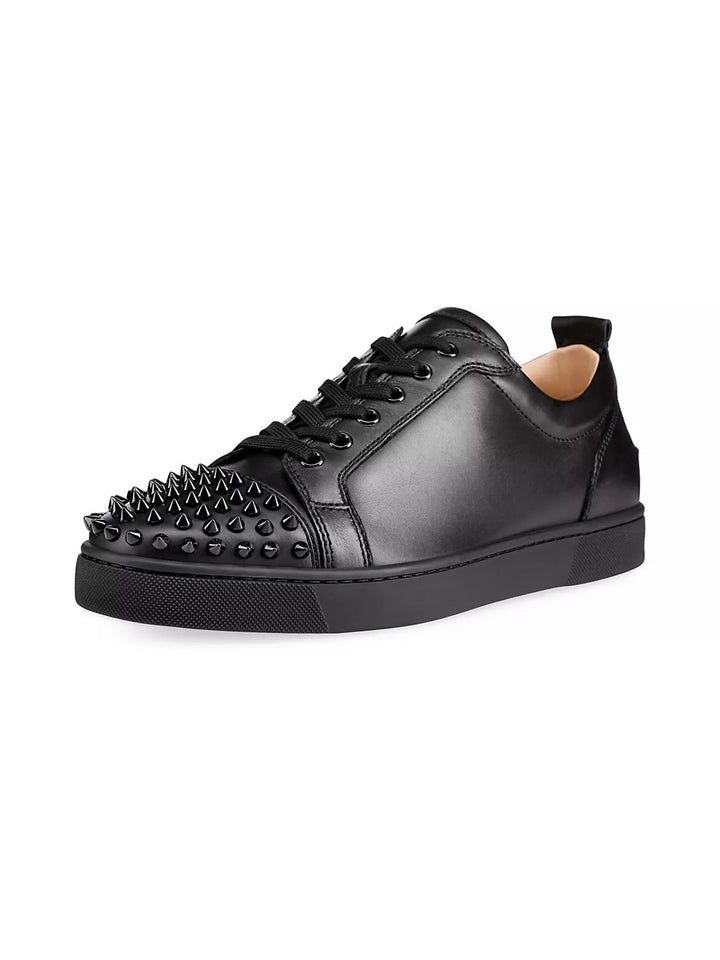 LOUBOUTIN LOUIS JUNIOR SPIKE CALFSKIN LEATHER SNEAKERS