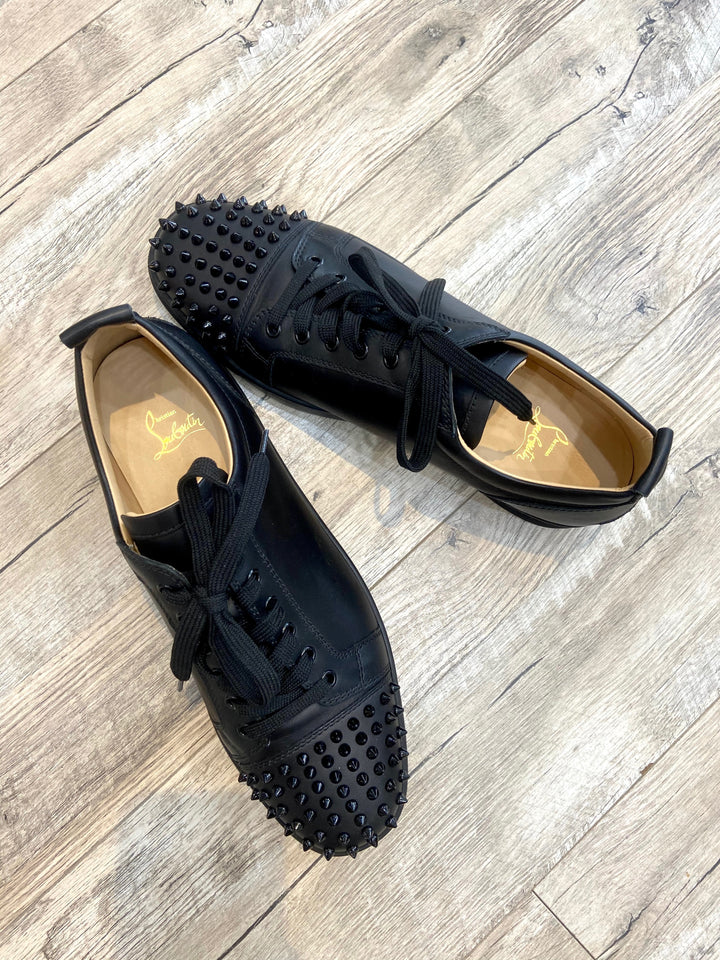 LOUBOUTIN LOUIS JUNIOR SPIKE CALFSKIN LEATHER SNEAKERS