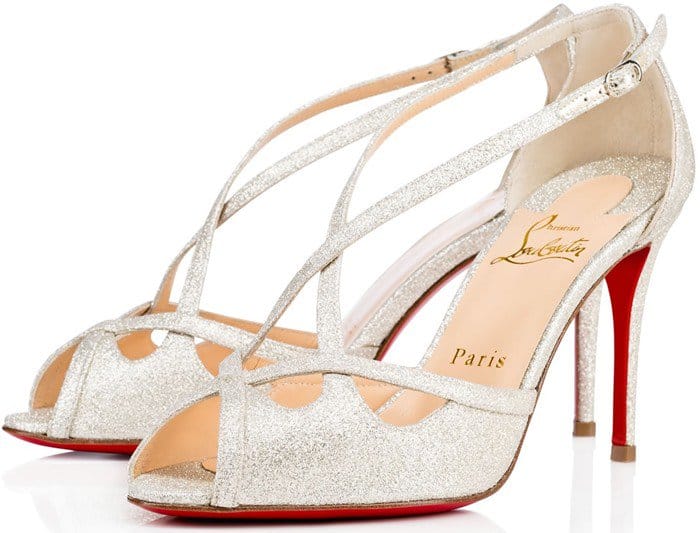 CHRISTIAN LOUBOUTIN MADALENA 85 GLITTER LEATHER PUMPS