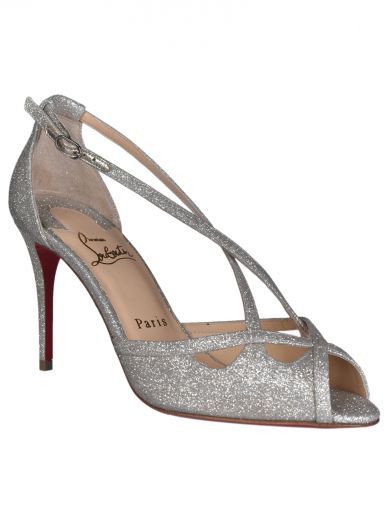 CHRISTIAN LOUBOUTIN MADALENA 85 GLITTER LEATHER PUMPS