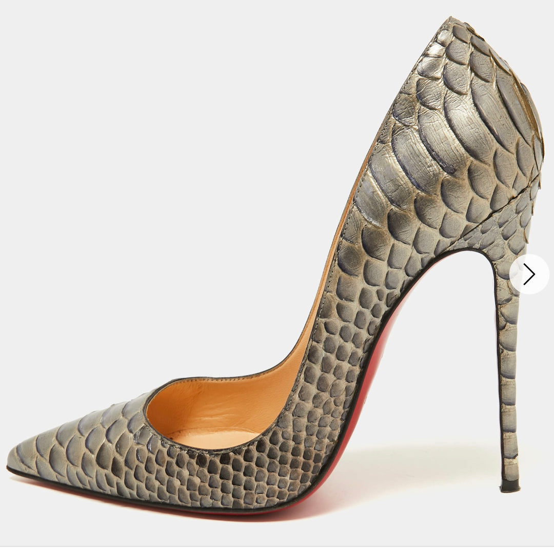 CHRISTIAN LOUBOUTIN METALLIC PYTHON SO KATE PUMPS