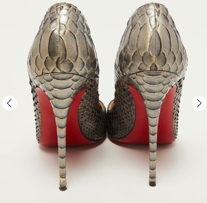 CHRISTIAN LOUBOUTIN METALLIC PYTHON SO KATE PUMPS