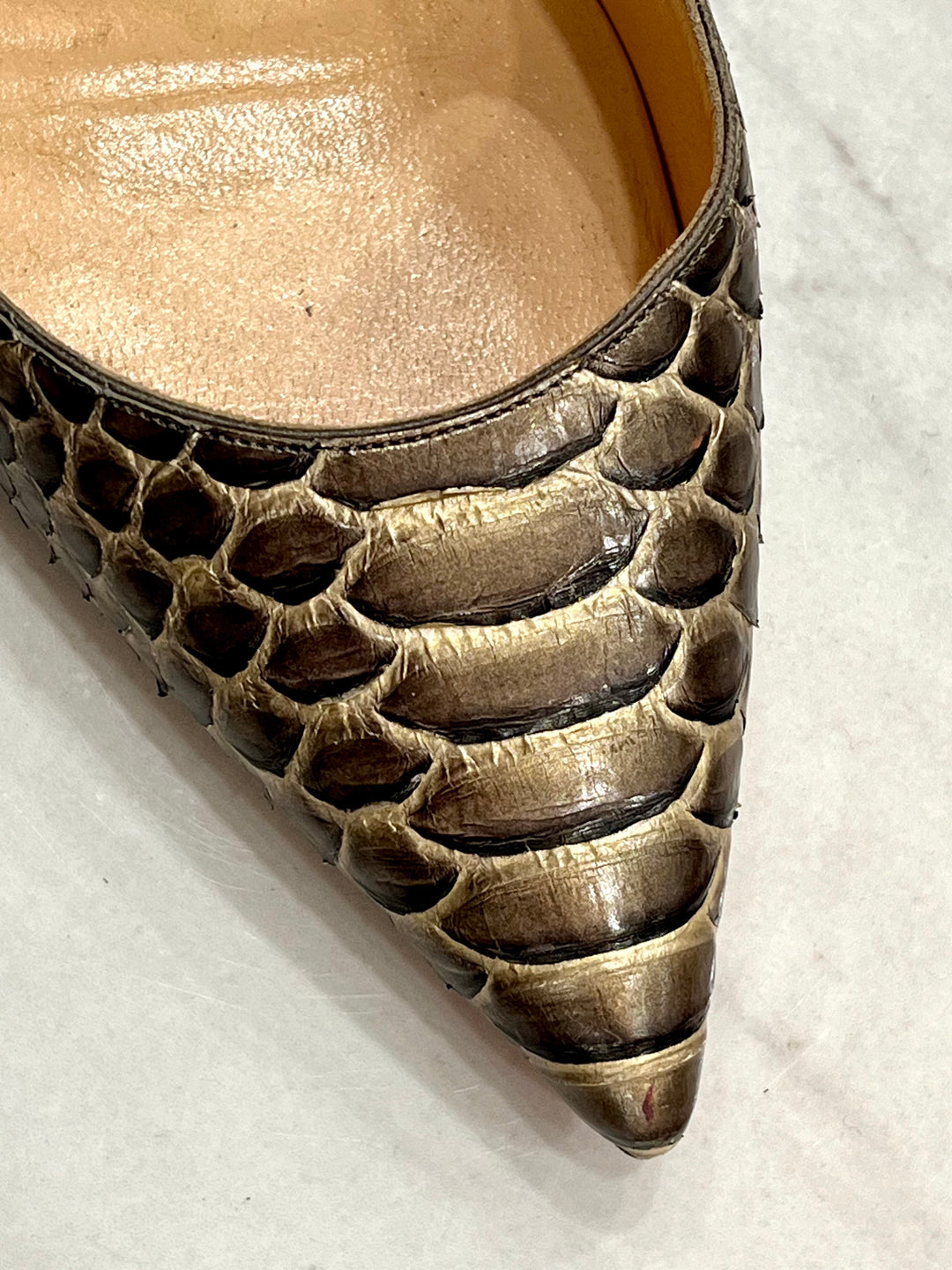 CHRISTIAN LOUBOUTIN METALLIC PYTHON SO KATE PUMPS