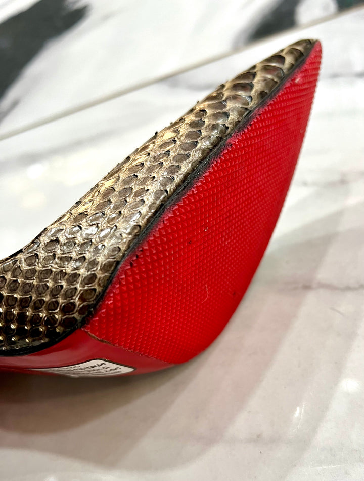 CHRISTIAN LOUBOUTIN METALLIC PYTHON SO KATE PUMPS