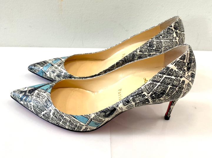 CHRISTIAN LOUBOUTIN MONOCHROME LEATHER PLAN DE PARIS DECOLLETE PUMPS