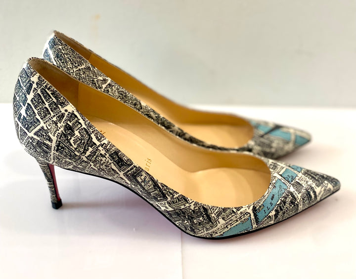 CHRISTIAN LOUBOUTIN MONOCHROME LEATHER PLAN DE PARIS DECOLLETE PUMPS