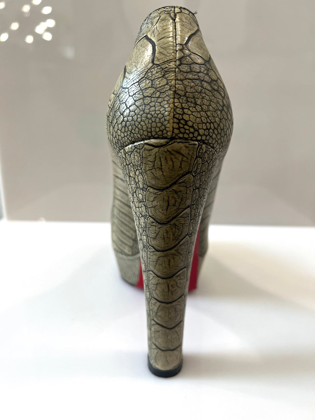 CHRISTIAN LOUBOUTIN OSTRICH LEATHER BIBI PLATFORM PUMPS