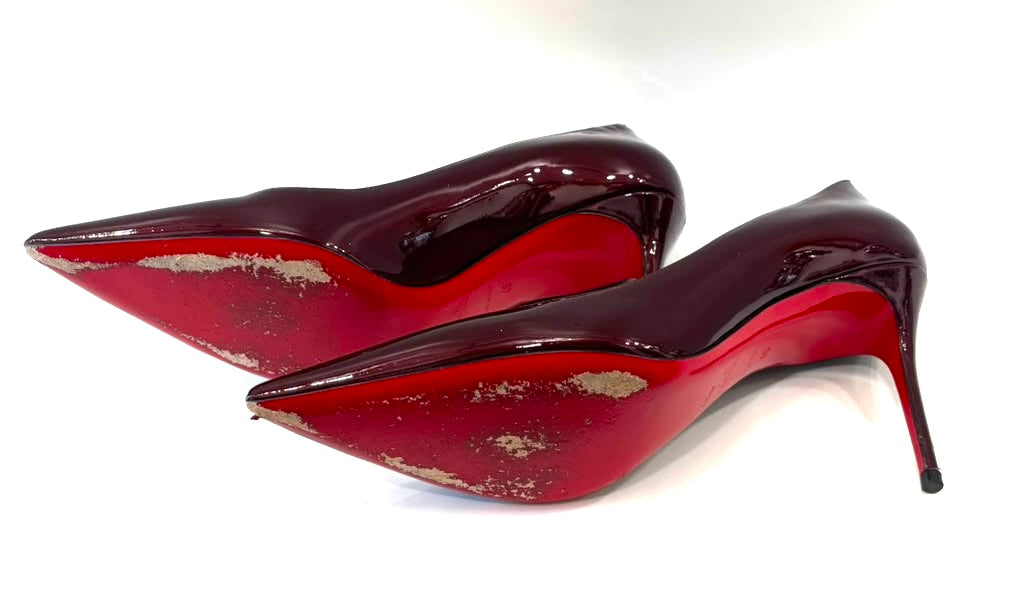 CHRISTIAN LOUBOUTIN PIGALLE 85 PATENT LEATHER PUMPS