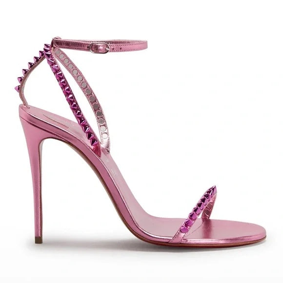 CHRISTIAN LOUBOUTIN SO ME METALLIC LEATHER SANDALS
