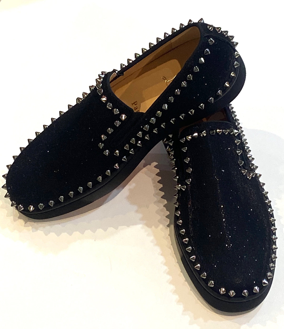 CHRISTIAN LOUBOUTIN STUDDED SPIKE PIK BOAT LOAFERS