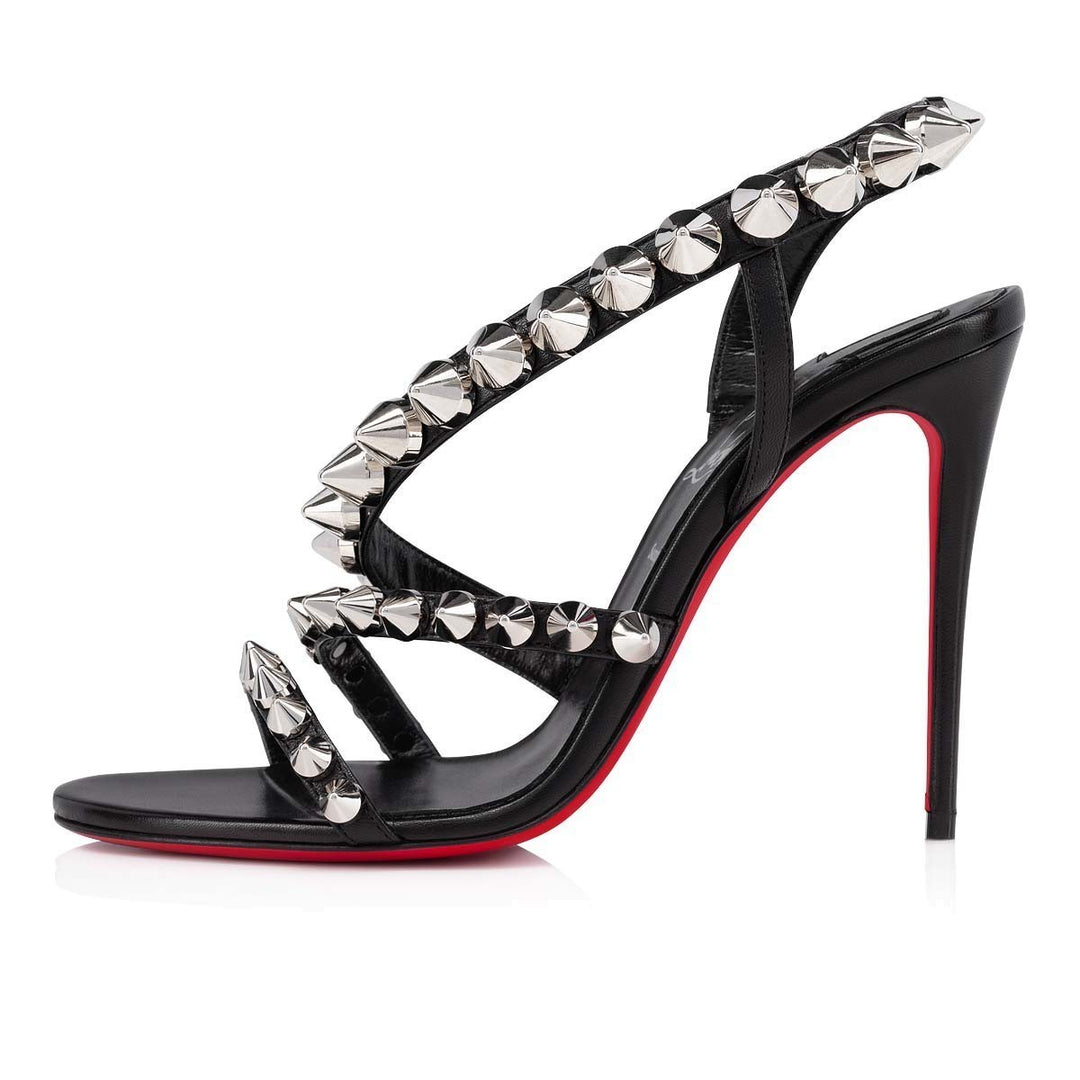 CHRISTIAN LOUBOUTIN SPIKITA 100 SPIKED LEATHER HEEL SANDALS