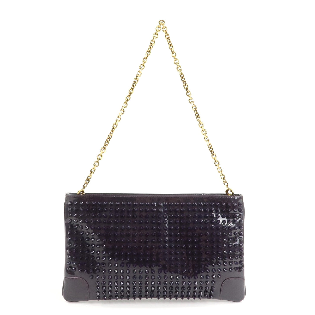 LOUBOUTIN LOUBIPOSH SPIKED PATENT LEATHER CHAIN BAG