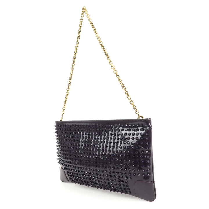 LOUBOUTIN LOUBIPOSH SPIKED PATENT LEATHER CHAIN BAG