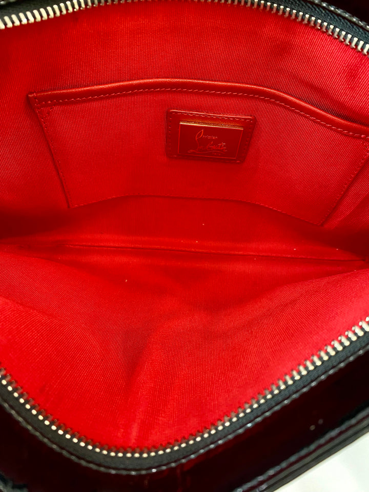LOUBOUTIN LOUBIPOSH SPIKED PATENT LEATHER CHAIN BAG