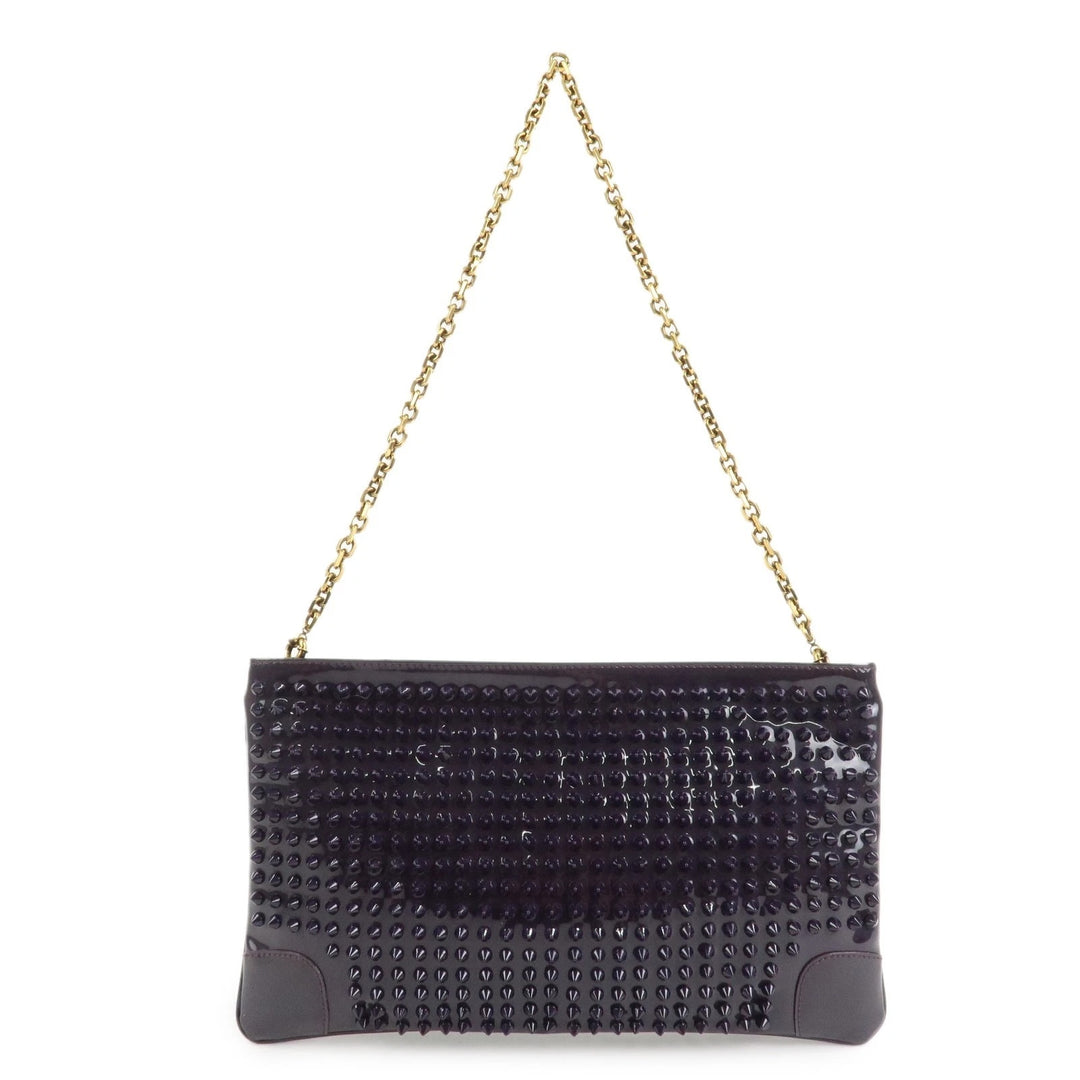 LOUBOUTIN LOUBIPOSH SPIKED PATENT LEATHER CHAIN BAG