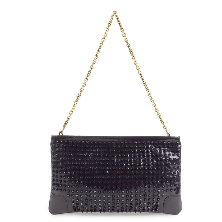 LOUBOUTIN LOUBIPOSH SPIKED PATENT LEATHER CHAIN BAG