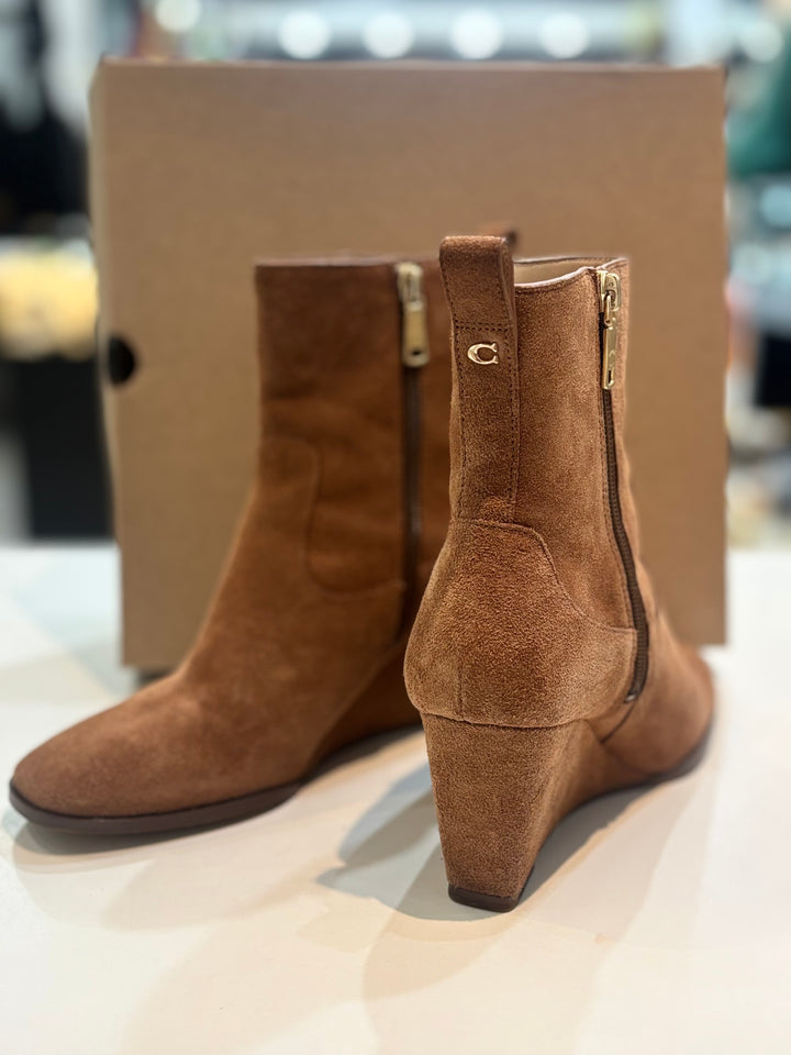COACH JOSEPHINE WEDGE HEEL SUEDE BOOTIES