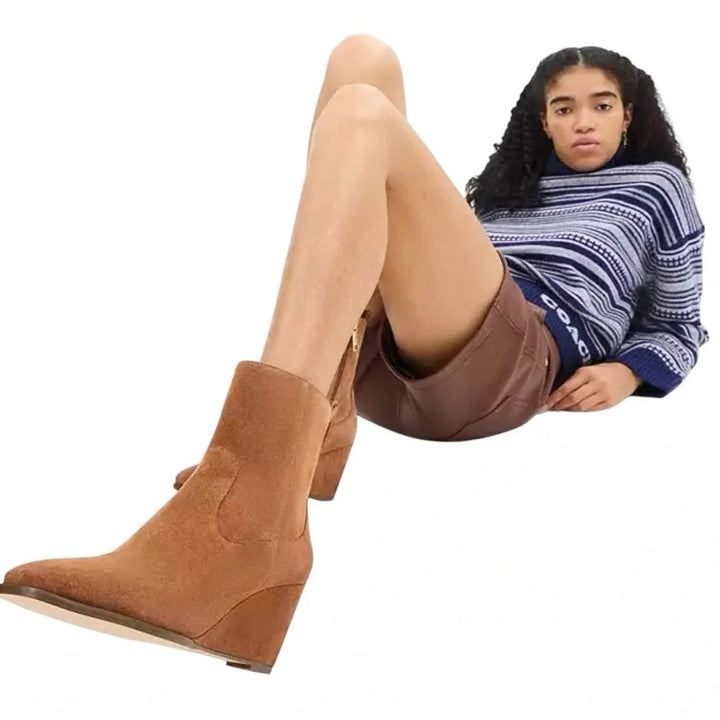 COACH JOSEPHINE WEDGE HEEL SUEDE BOOTIES