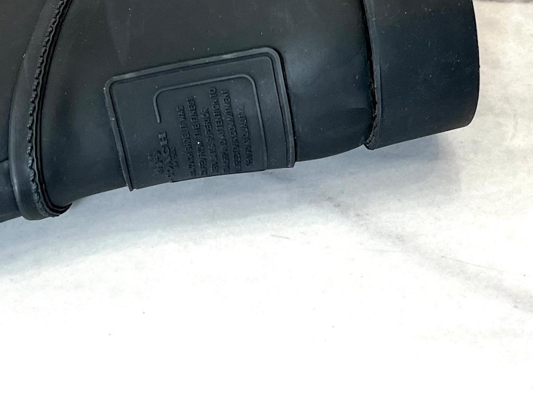 COACH TRISTEE SIGNATURE MATT BLACK WATERPROOF LACE-UP RAIN BOOTS