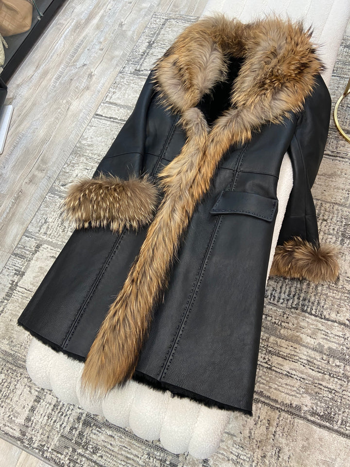 CUSTOM LEATHER &amp; SHEARLING DAKOTA WINTER COAT