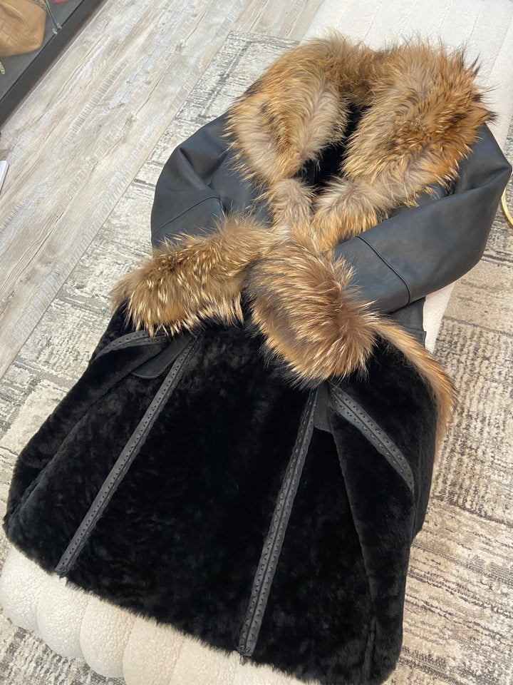 CUSTOM LEATHER &amp; SHEARLING DAKOTA WINTER COAT