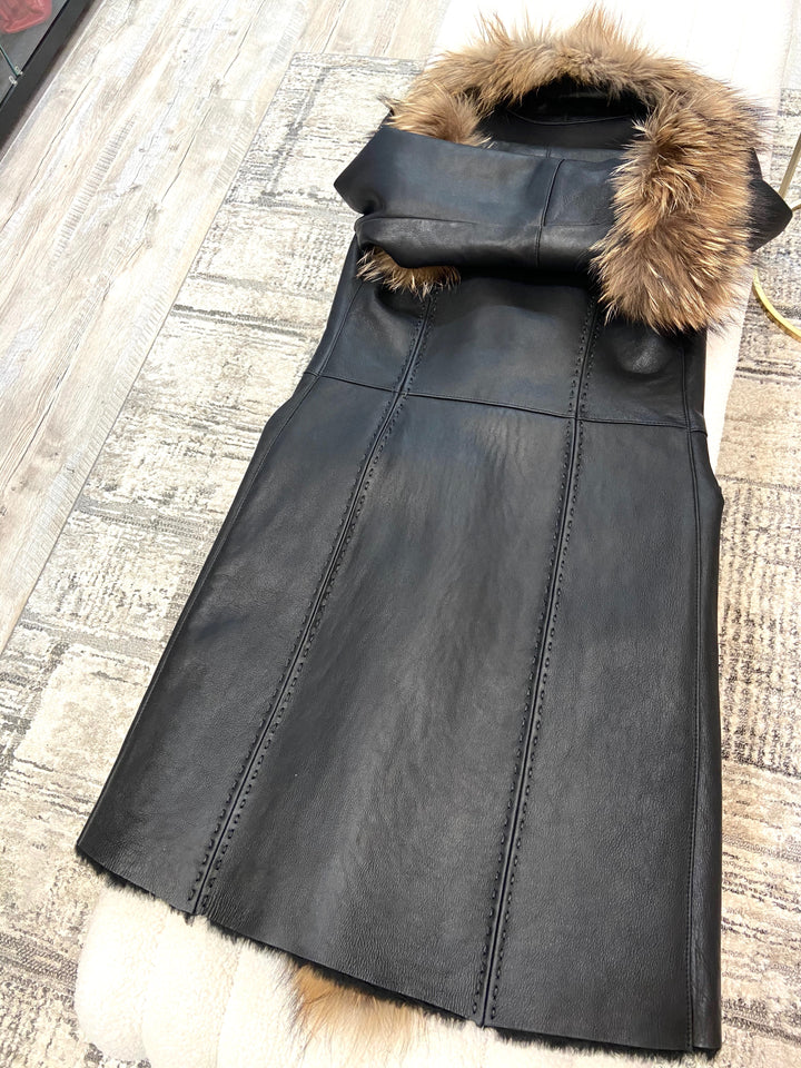 CUSTOM LEATHER &amp; SHEARLING DAKOTA WINTER COAT