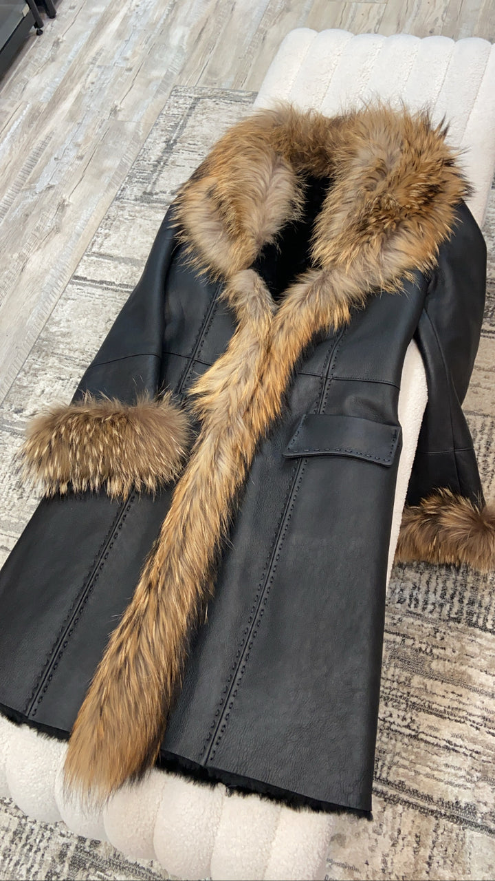 CUSTOM LEATHER &amp; SHEARLING DAKOTA WINTER COAT