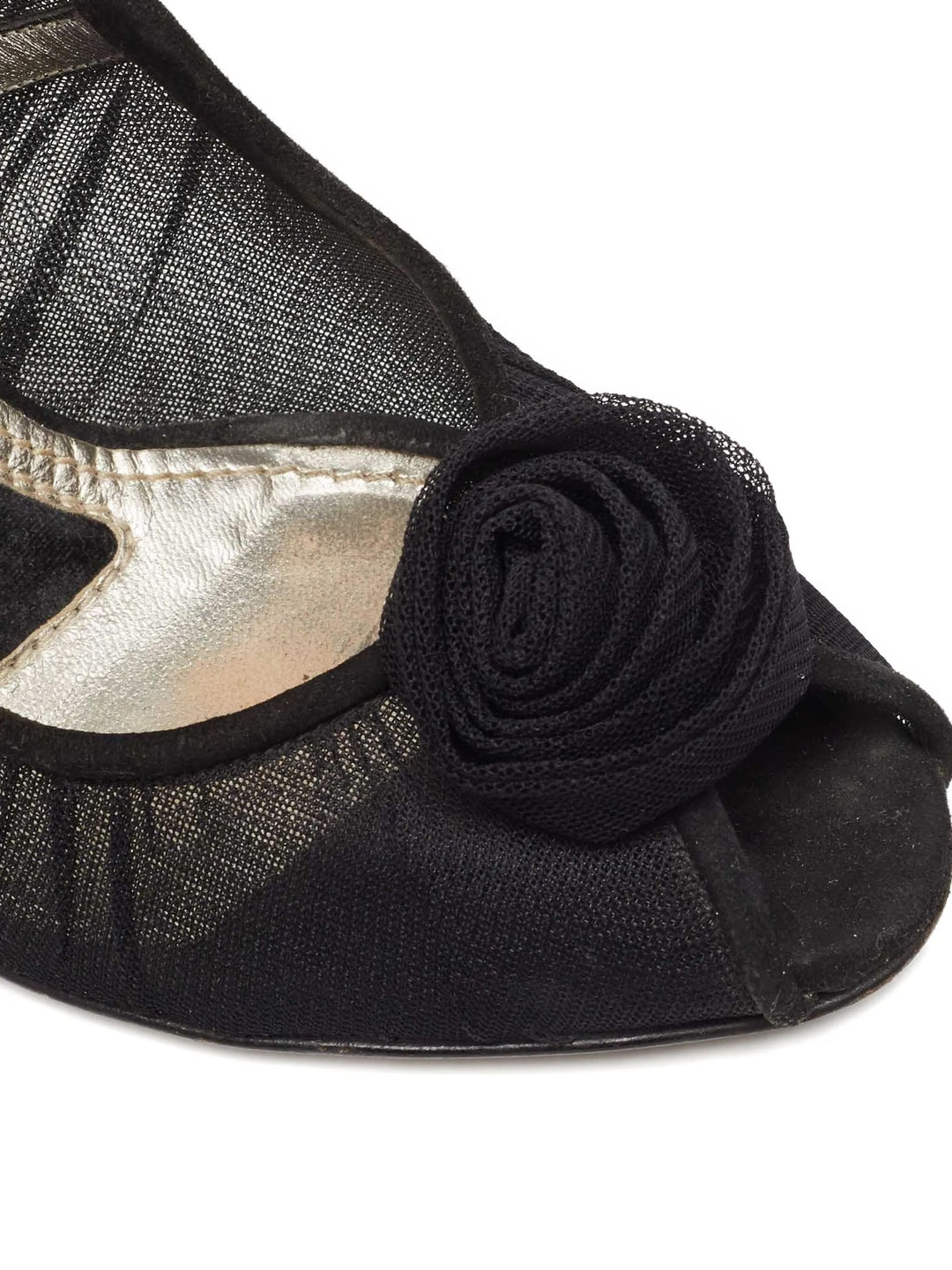 DOLCE &amp; GABBANA ROSE APPLIQUE TULLE MESH  PUMPS
