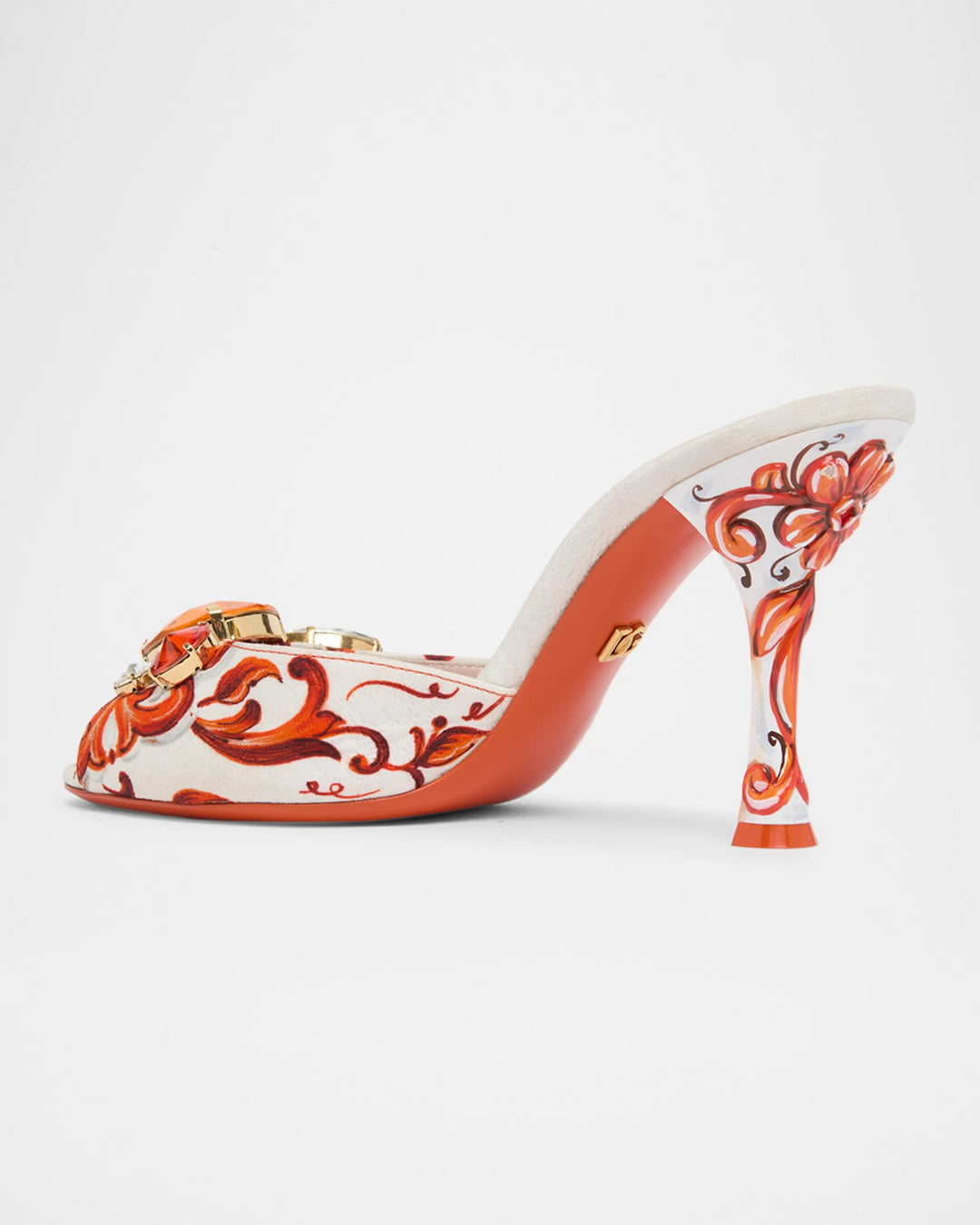 DOLCE &amp; GABBANA MAIOLICA 85MM CRYSTAL-EMBELLISHED PEEP-TOE MULES